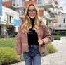 Moon Light kabát barna – Rövid női steppelt kabát csillogó díszítéssel – Innova Fashion